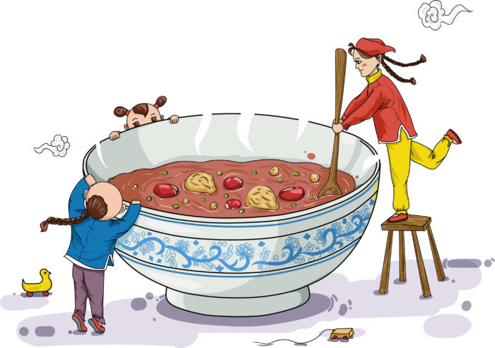 腊八元素-卡通腊八节腊八粥艺术字体八宝粥PNG免扣腊八海报装饰插画PNG素材