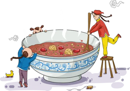 腊八元素-卡通腊八节腊八粥艺术字体八宝粥PNG免扣腊八海报装饰插画PNG素材