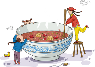 腊八元素-卡通腊八节腊八粥艺术字体八宝粥PNG免扣腊八海报装饰插画PNG素材