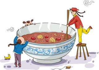 腊八元素-卡通腊八节腊八粥艺术字体八宝粥PNG免扣腊八海报装饰插画PNG素材