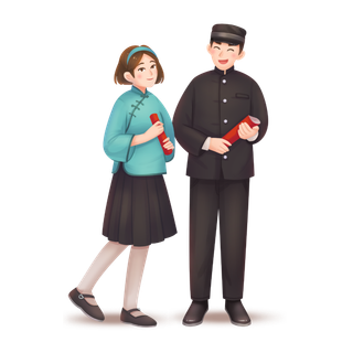 54青年节民国男女励志插画