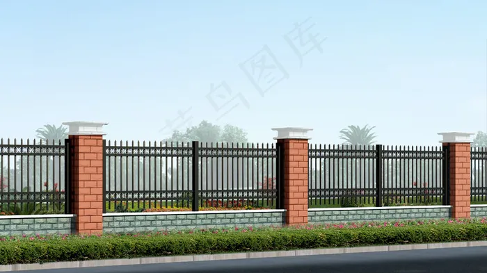 围墙设计效果图(1183x665)psd模版下载