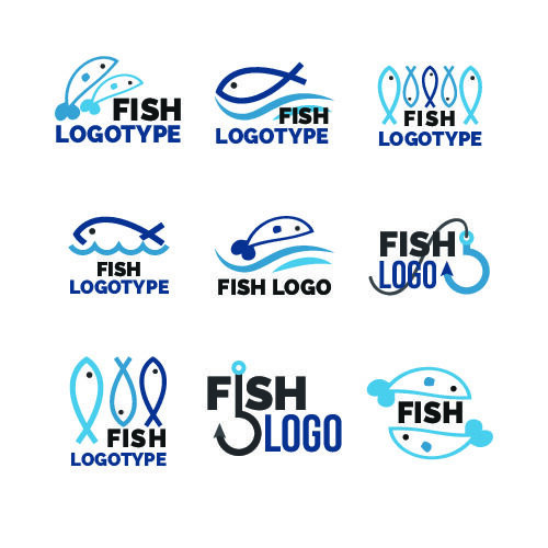 商务海洋鱼类海鲜图标LOGO标识标志标签水产图形AI矢量EPS素材图eps,ai矢量模版下载
