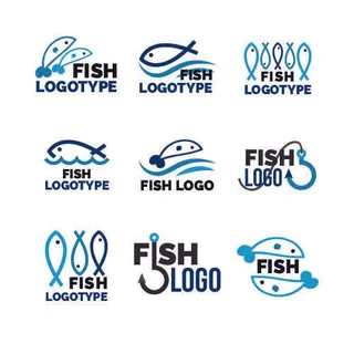 商务海洋鱼类海鲜图标LOGO标识标志标签水产图形AI矢量EPS素材图