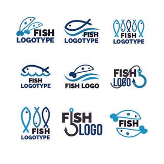 商务海洋鱼类海鲜图标LOGO标识标志标签水产图形AI矢量EPS素材图