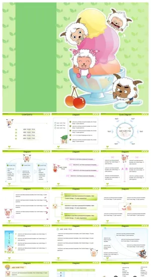 喜洋洋动画风格类精美ppt模板 预览图