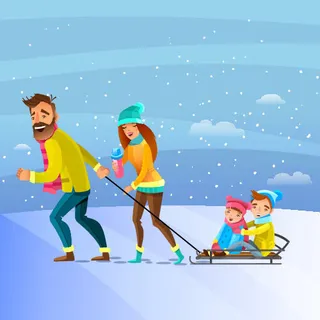 冬天服饰服装冬装穿冬装保暖冬季卡通人物男女装Ai矢量图片素材