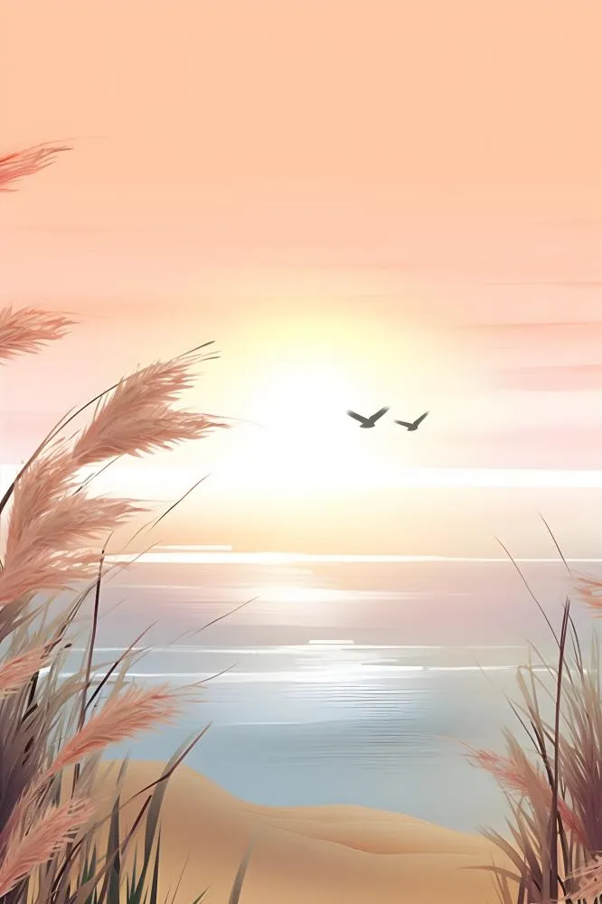 粉蓝渐变落日黄昏简约背景(2400x3600)