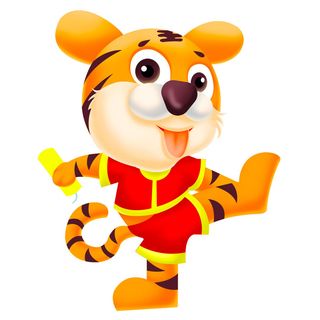 2022虎年吉祥物卡通公仔小老虎形象设计福字元素手绘插画psd素材