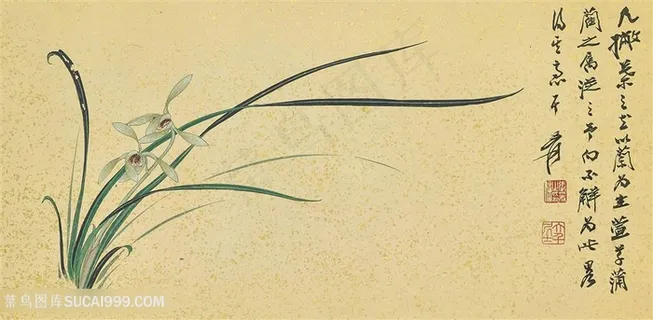 张大千手绘兰花装饰画 张大千手绘兰花装饰画