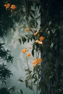 桂花橙色意境故事背景