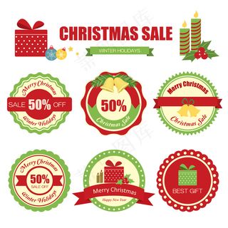欧式圣诞促销打折标签