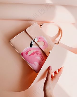 女士浅粉色手提包图片