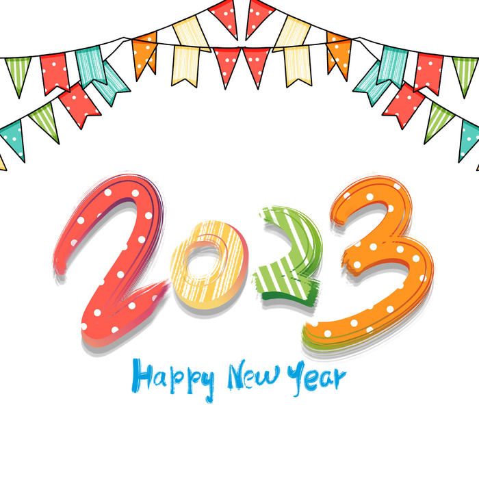兔年2023年彩色数字挂画psd模版下载