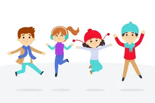 冬天服饰服装冬装穿冬装保暖冬季卡通人物男女装Ai矢量图片素材