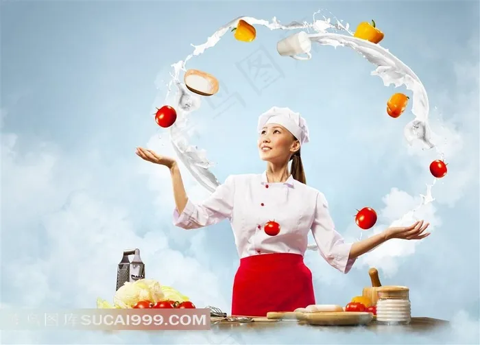 女厨师 蔬菜水果图片