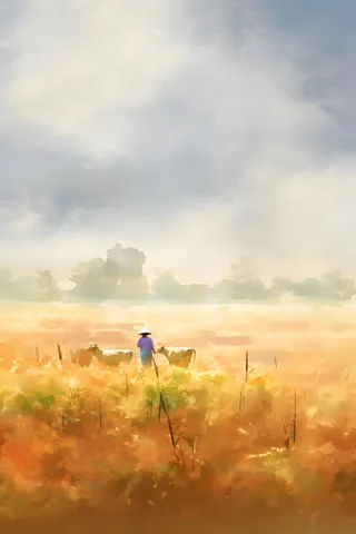 田园丰收手绘背景