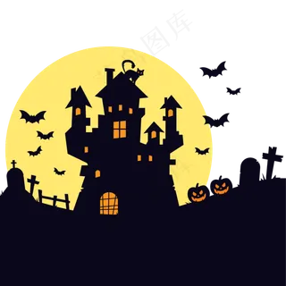万圣节节日卡通素材城堡