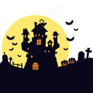 万圣节节日卡通素材城堡