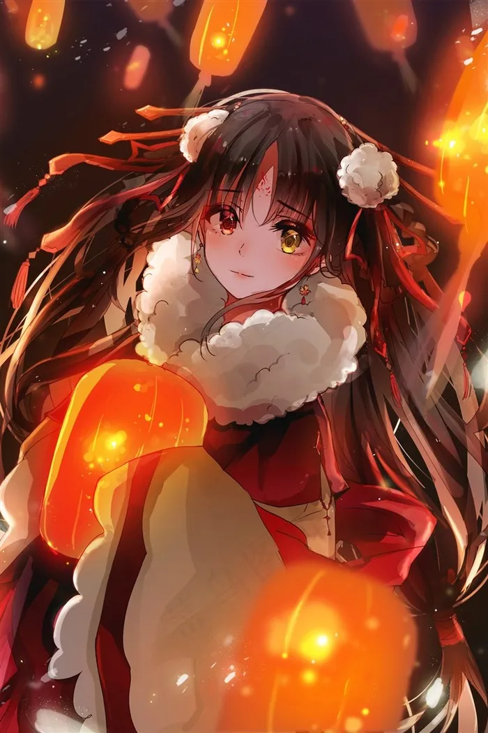 古风少女灯笼动漫图片