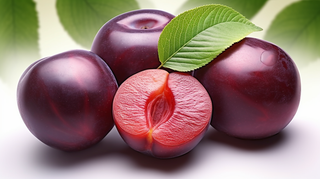 紫皮李子水果摄影图