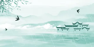 中国复古国风国潮清明节青团插画海报背景春季踏青春游psd素材图