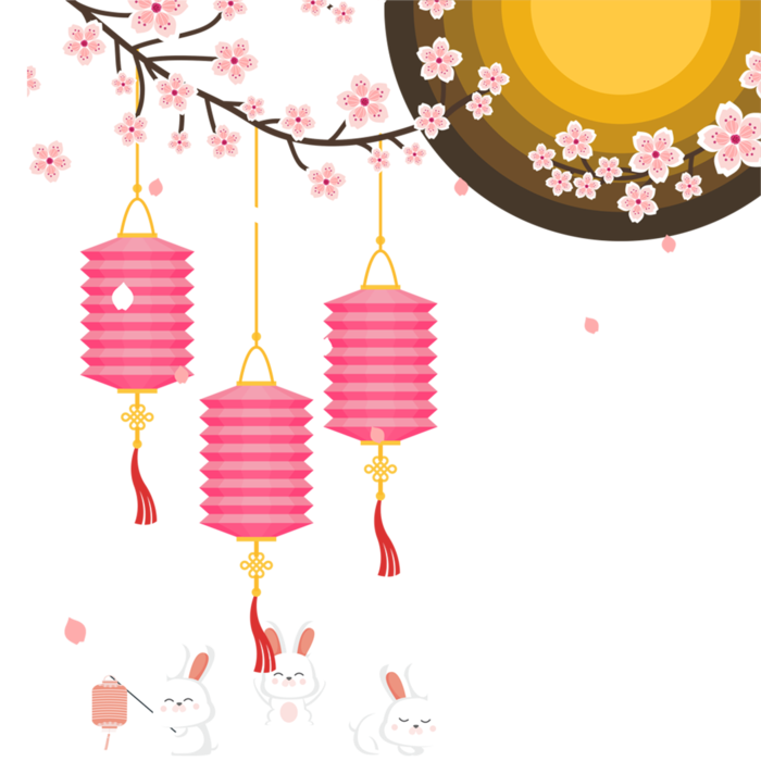 灯笼圆月兔年