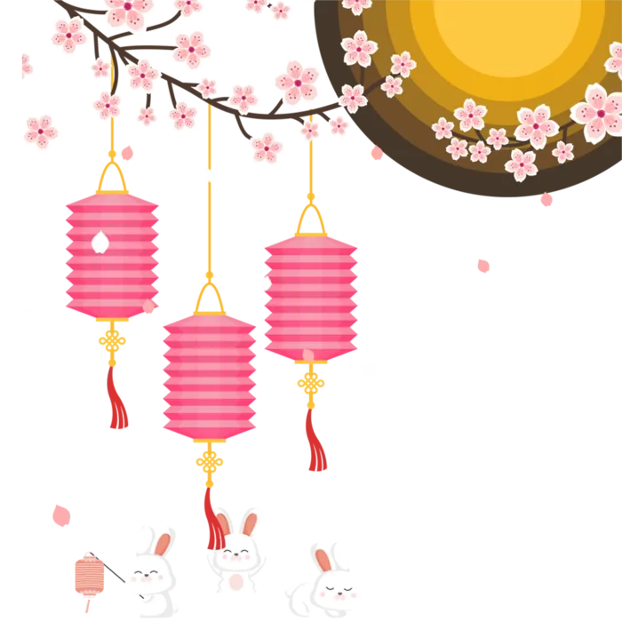 灯笼圆月兔年