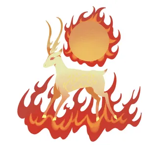 手绘国潮中国风敦煌神话九色鹿仙鹿麋鹿白鹿插画装饰PSD设计素材