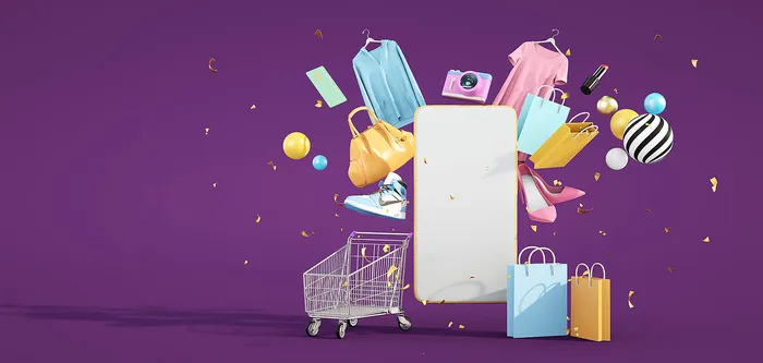 紫色购物车商品c4d