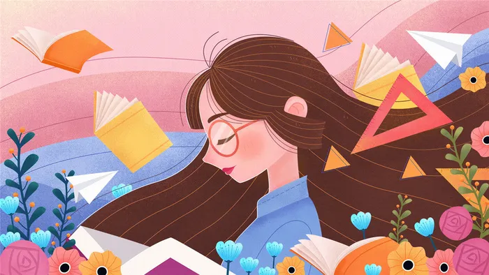 学习思考插画psd模版下载