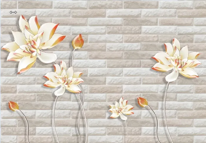 雕塑荷花砖墙背景墙 雕塑荷花砖墙背景墙