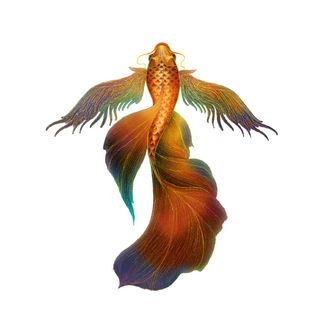 手绘山海经上古神兽夫诸凤凰麒麟青龙白虎朱雀玄武插画PSD素材