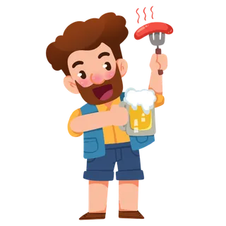 可爱手绘啤酒节干杯庆祝人物元素插画