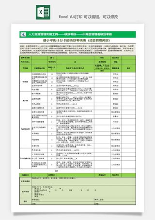 公司员工部门绩效考核表试用期KPI月度统计管理excel表格模板素材