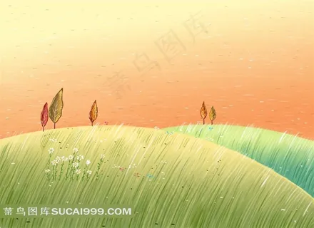 草地天空卡通素材
