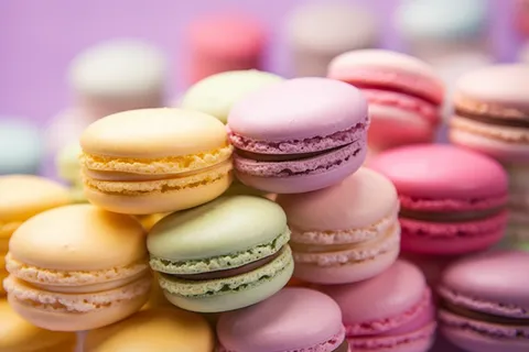 彩色马卡龙美食甜点摄影图