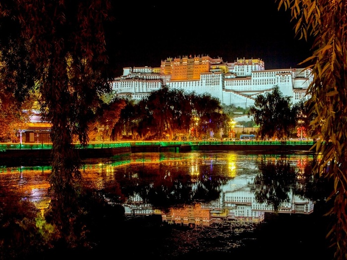 布达拉宫夜景图片