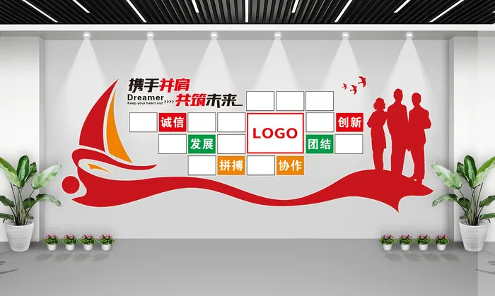 商会照片墙cdr矢量模版下载