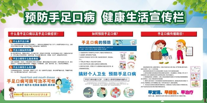 预防手足口病 健康生活宣传栏psd分层文件psd模版下载