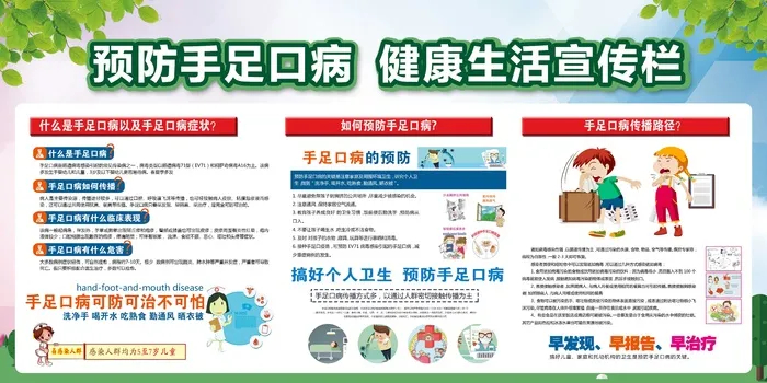 预防手足口病 健康生活宣传栏psd分层文件psd模版下载