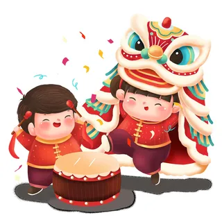 舞狮中秋节元素