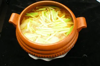 0036韭黄椒油煮鸡汤