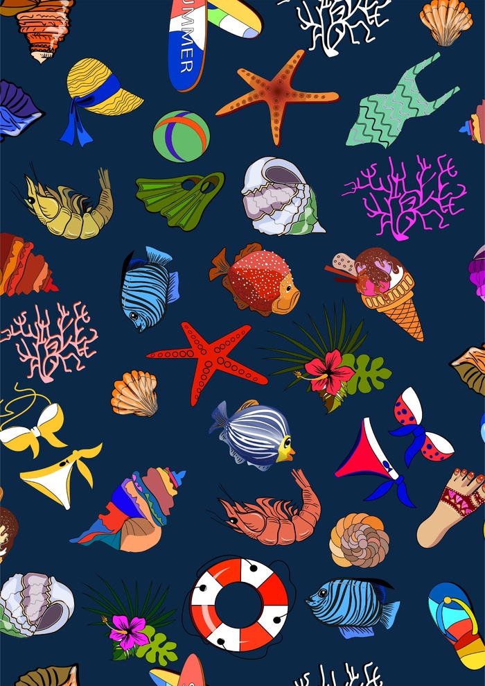 海鲜自助餐 海洋生物 雪糕 泳衣