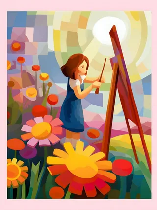 美术画画花朵插画背景