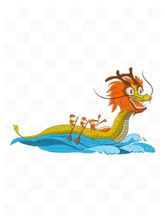 端午节划龙舟场景插画元素 端午节划龙舟场景插画元素