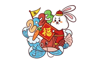 兔年卡通手绘免扣素材