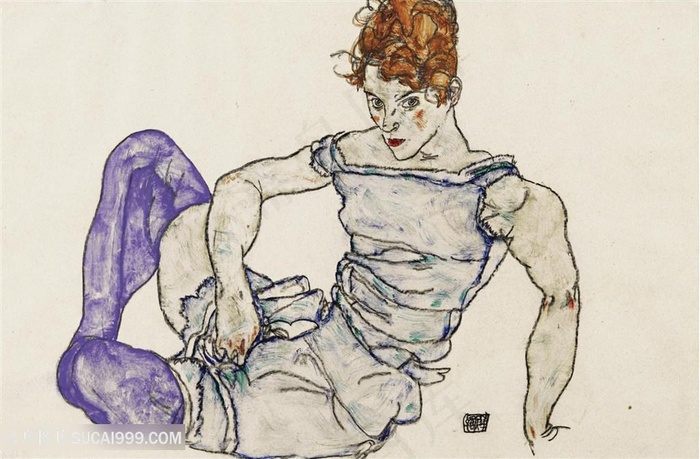 席勒手绘彩绘女性装饰画