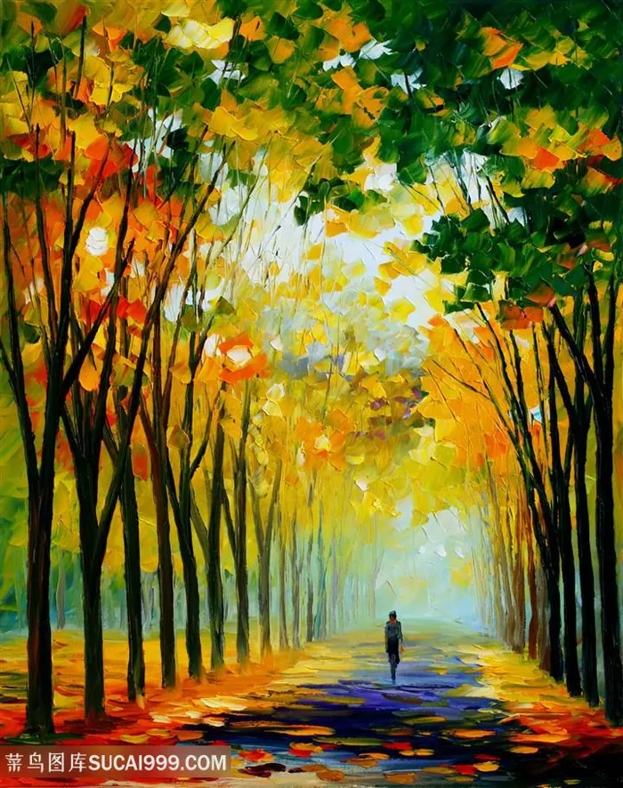 树林道路美景艺术挂画装饰画