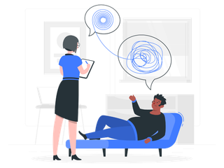 心理医生和病人交流治疗